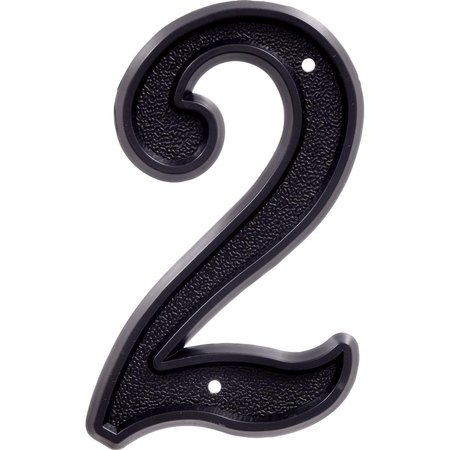 HILLMAN Hillman Group 844042 6 in. Matte Black Plastic House Number - 2 -  6 Piece 844042